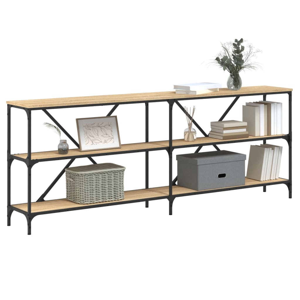 Tavolo Consolle Rovere Sonoma 200x30x75 cm Multistrato e Ferro | homemem39