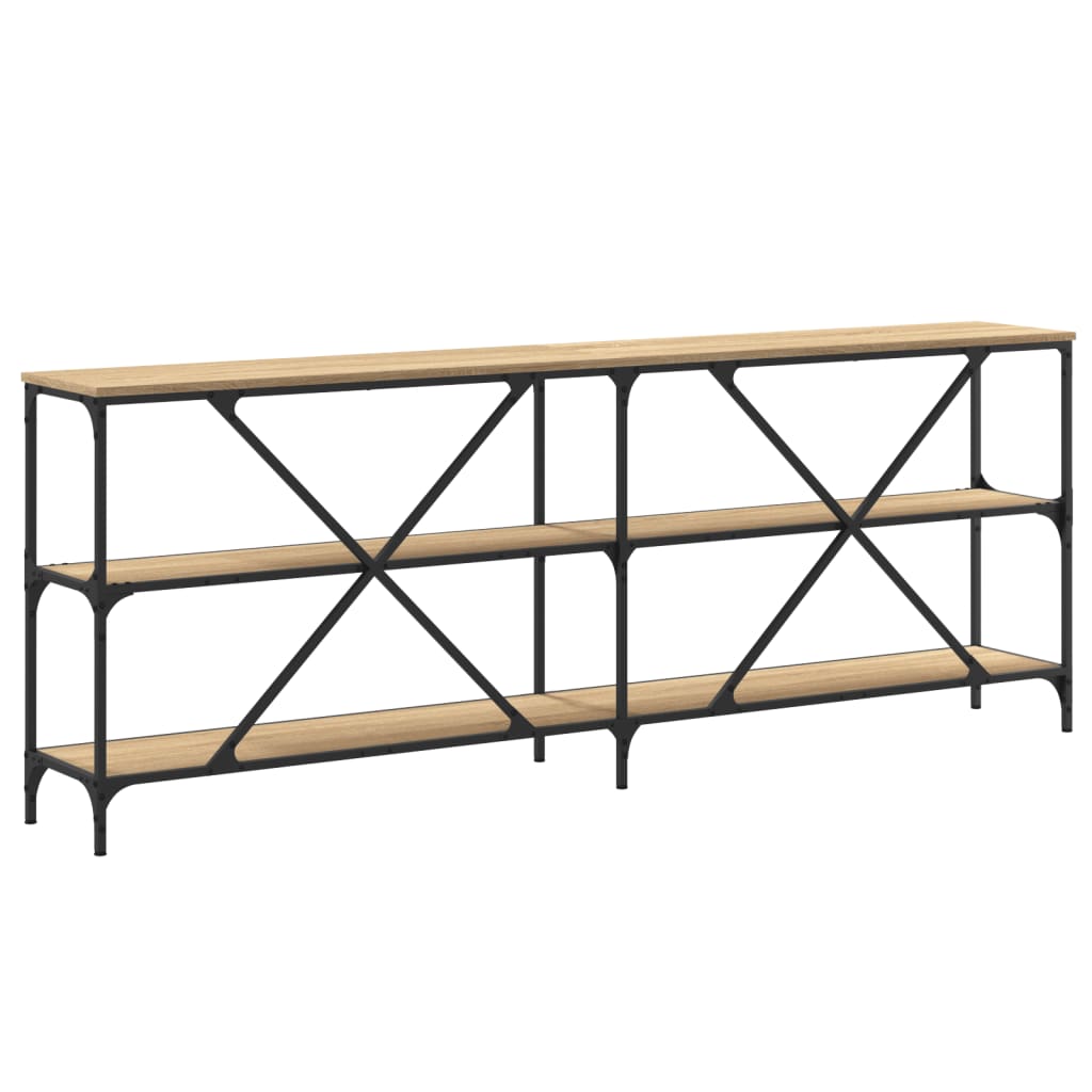 Tavolo Consolle Rovere Sonoma 200x30x75 cm Multistrato e Ferro | homemem39