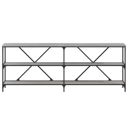 Tavolino Grigio Sonoma 200x30x75cm in Legno Multistrato e Ferro
