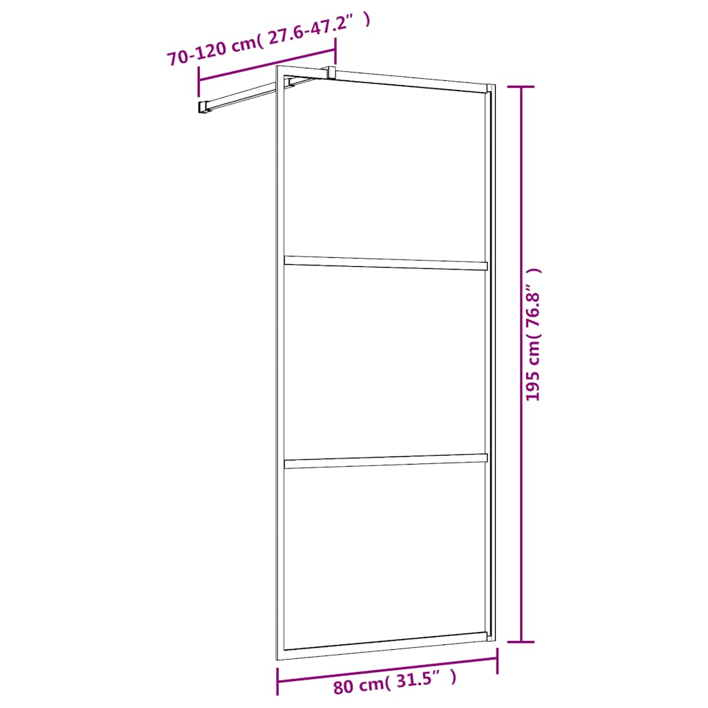 Parete per Doccia Walk-in Vetro Trasparente ESG 80x195 cm Oro | homemem39