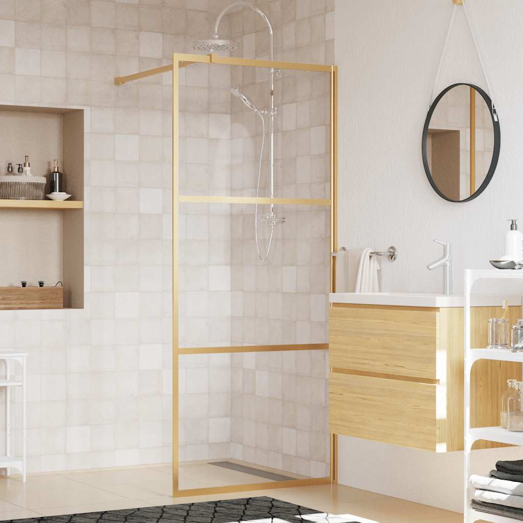 Parete per Doccia Walk-in Vetro Trasparente ESG 80x195 cm Oro | homemem39