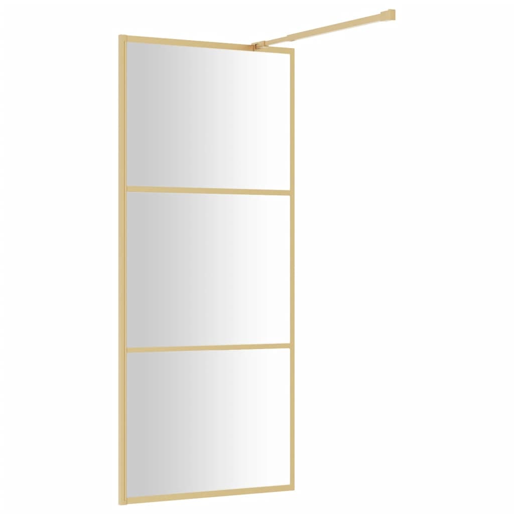 Parete per Doccia Walk-in Vetro Trasparente ESG 90x195 cm Oro