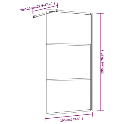 Parete per Doccia Walk-in Vetro Trasparente ESG 100x195 cm Oro