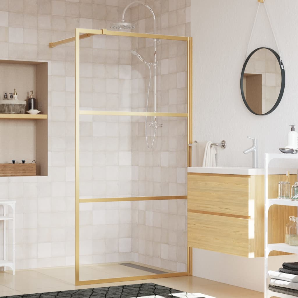 Parete per Doccia Walk-in Vetro Trasparente ESG 100x195 cm Oro