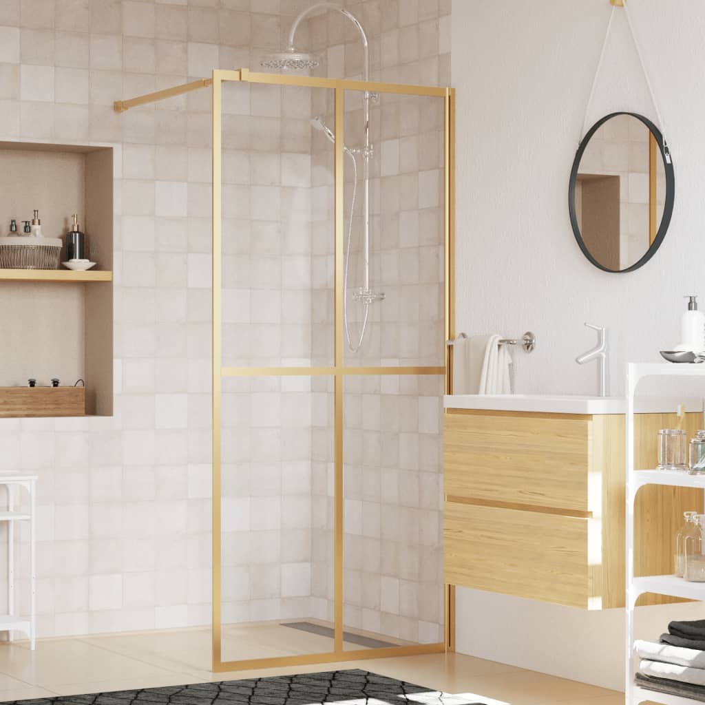 Parete per Doccia Walk-in Vetro Trasparente ESG 100x195 cm Oro | homemem39