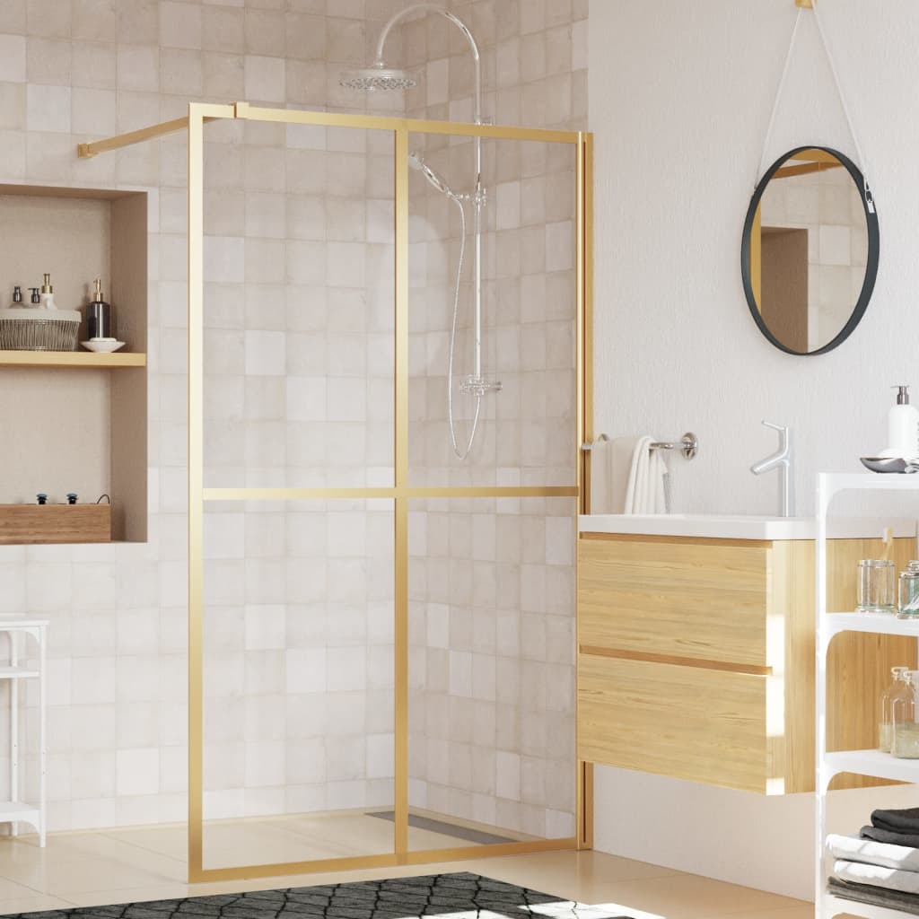 Parete per Doccia Walk-in Vetro Trasparente ESG 118x195 cm Oro | homemem39