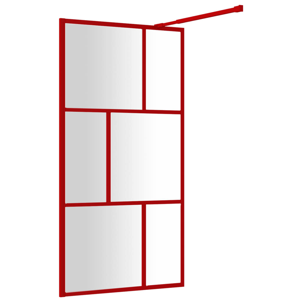 Parete per Doccia Walk-in Vetro Trasparente ESG 100x195cm Rossa - homemem39
