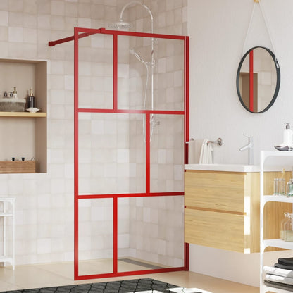Parete per Doccia Walk-in Vetro Trasparente ESG 100x195cm Rossa - homemem39