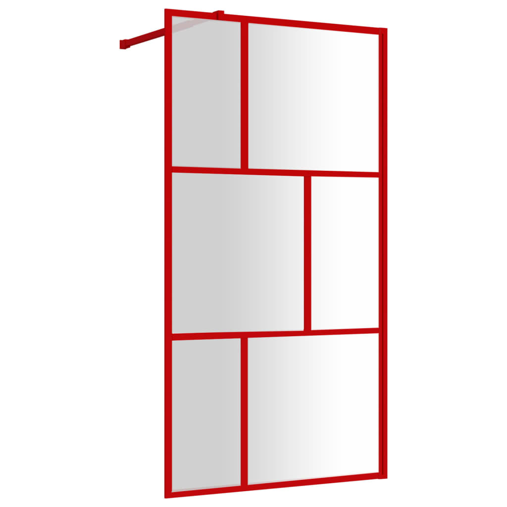 Parete per Doccia Walk-in Vetro Trasparente ESG 115x195cm Rossa | homemem39