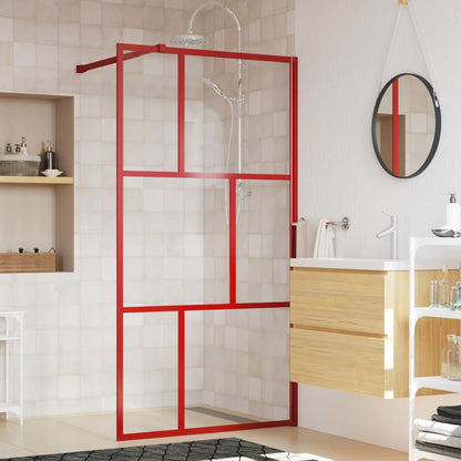 Parete per Doccia Walk-in Vetro Trasparente ESG 115x195cm Rossa | homemem39