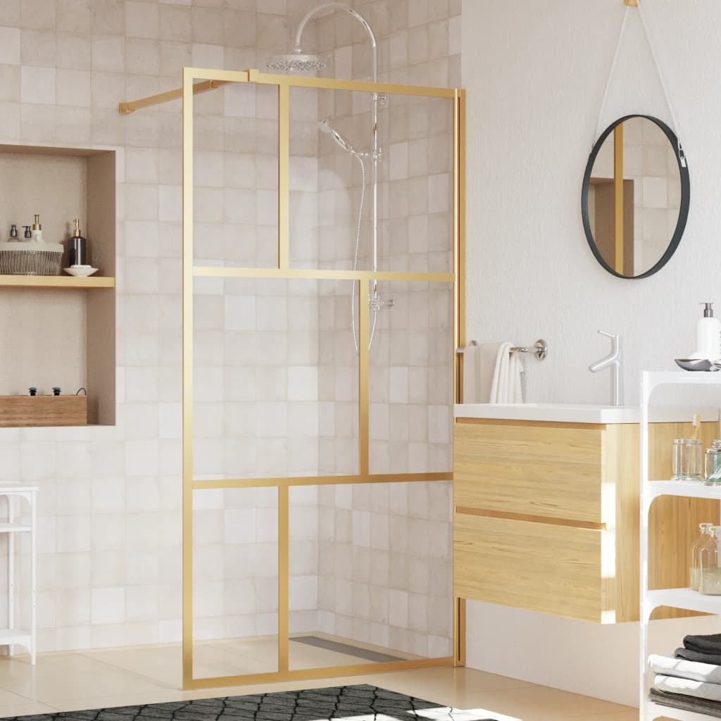Parete per Doccia Walk-in Vetro Trasparente ESG 115x195 cm Oro | homemem39