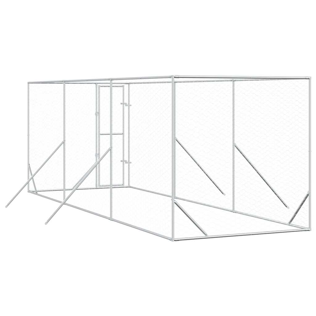 Cuccia per Cani da Esterno Argento 2x6x2 m Acciaio Zincato | homemem39
