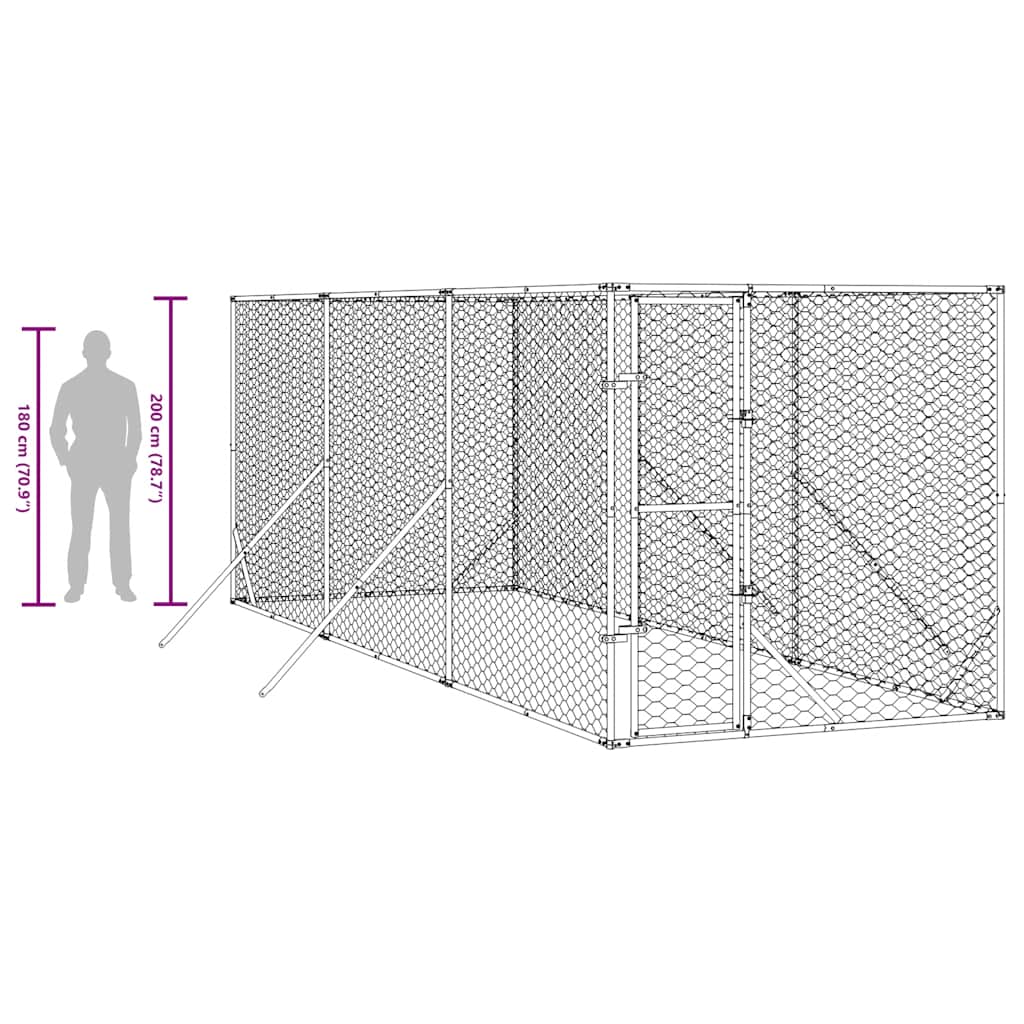 Cuccia per Cani da Esterno Argento 2x6x2 m Acciaio Zincato | homemem39