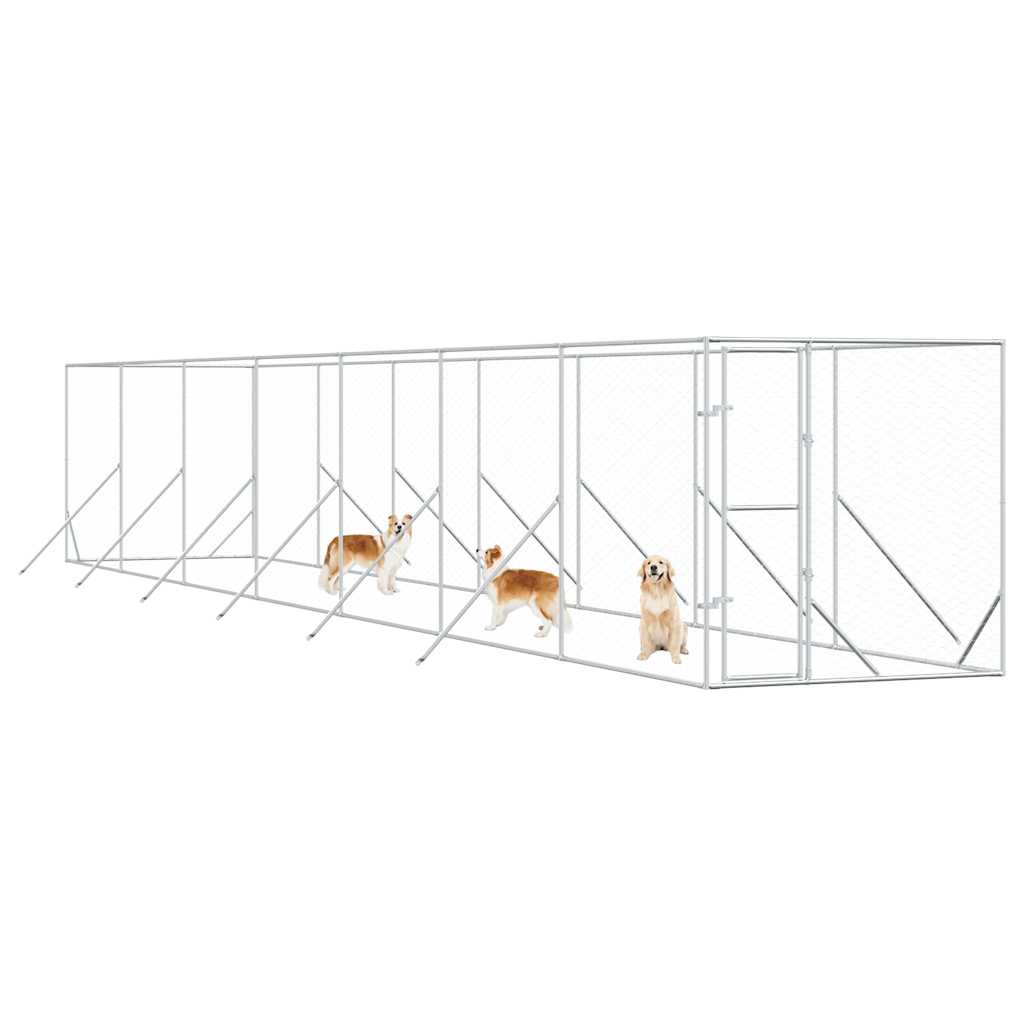 Cuccia per Cani da Esterno Argento 2x14x2 m Acciaio Zincato | homemem39