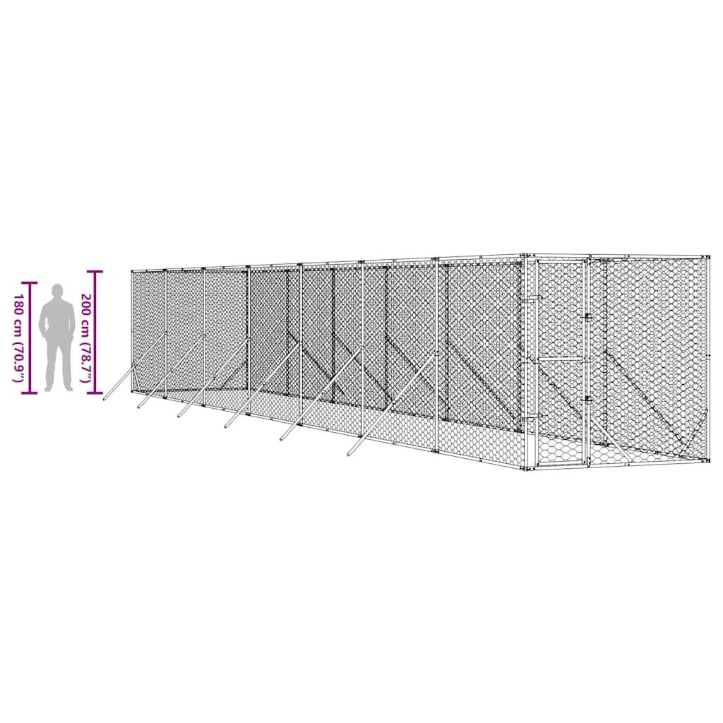 Cuccia per Cani da Esterno Argento 2x14x2 m Acciaio Zincato | homemem39