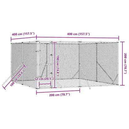 Cuccia per Cani da Esterno Argento 4x4x2 m in Acciaio Zincato | homemem39