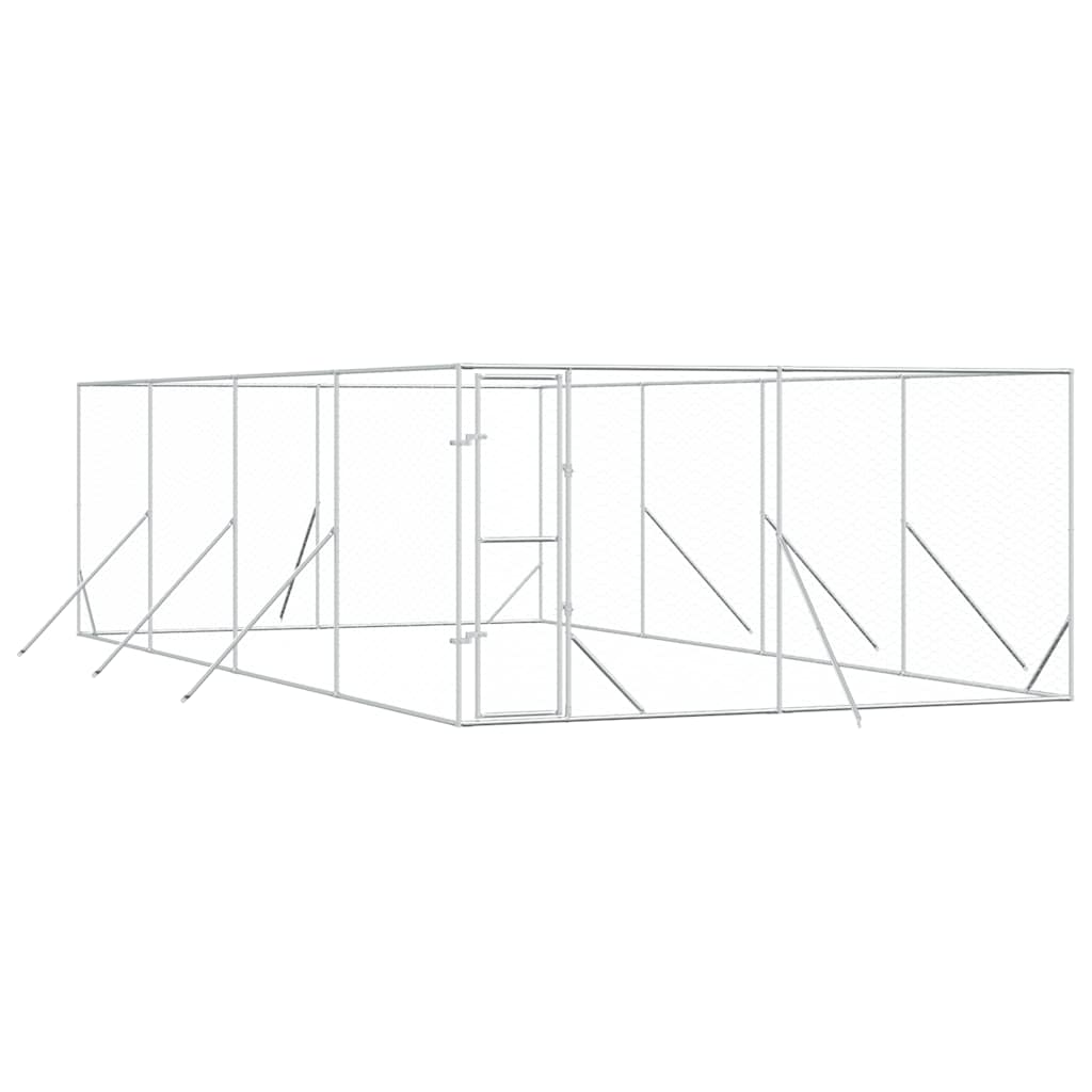 Cuccia per Cani da Esterno Argento 4x8x2 m in Acciaio Zincato | homemem39