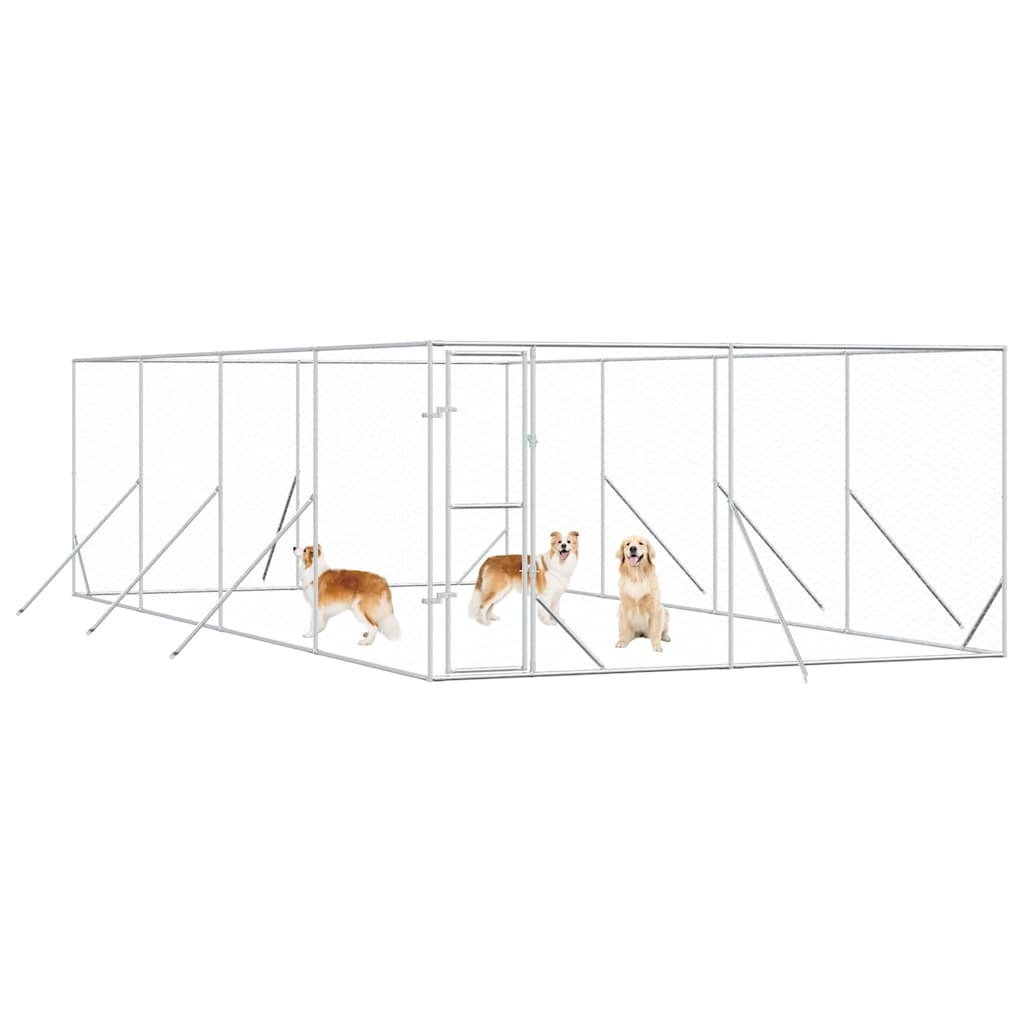 Cuccia per Cani da Esterno Argento 4x8x2 m in Acciaio Zincato | homemem39