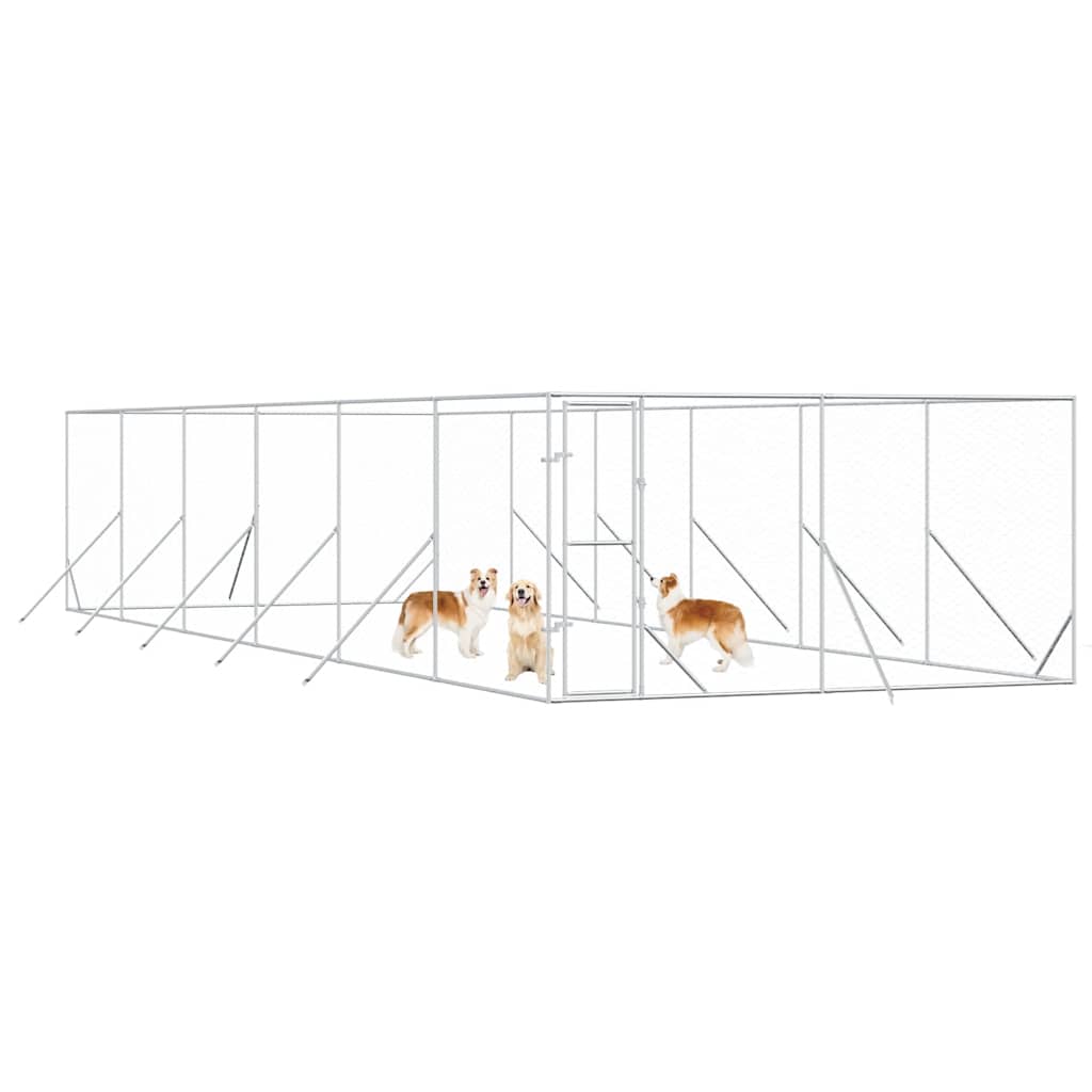 Cuccia per Cani da Esterno Argento 4x12x2 m in Acciaio Zincato