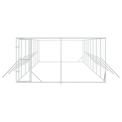Cuccia per Cani da Esterno Argento 4x16x2 m in Acciaio Zincato