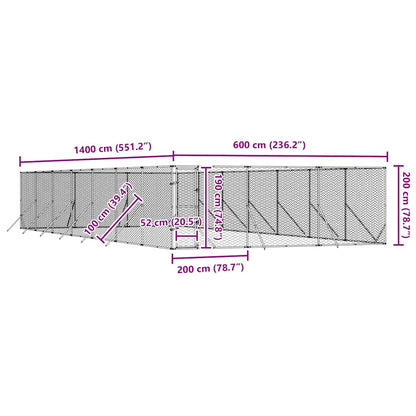 Cuccia per Cani da Esterno Argento 6x14x2 m in Acciaio Zincato | homemem39