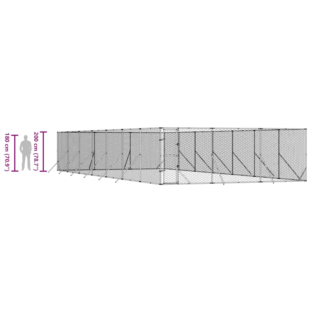 Cuccia per Cani da Esterno Argento 6x14x2 m in Acciaio Zincato | homemem39