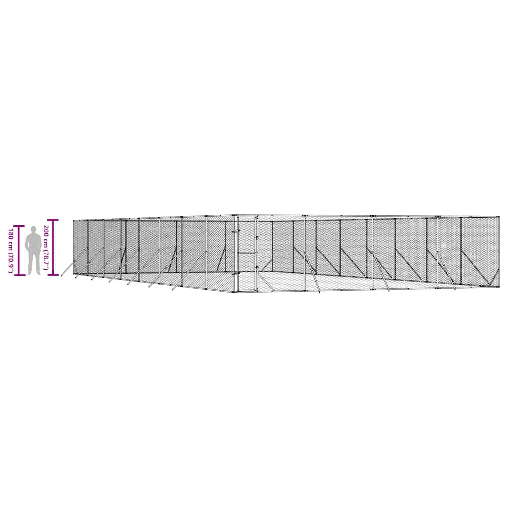 Cuccia per Cani da Esterno Argento 8x16x2 m in Acciaio Zincato | homemem39