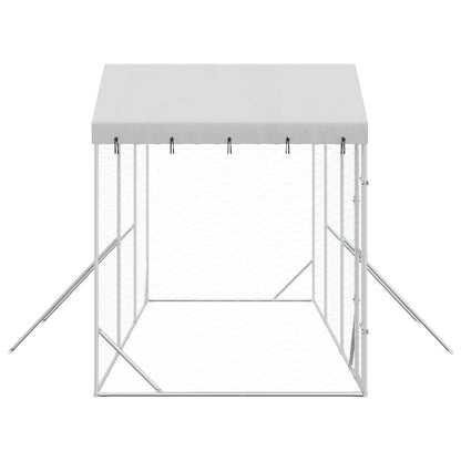 Cuccia Cani da Esterno Tetto Argento 6x2x2,5 m Acciaio Zincato