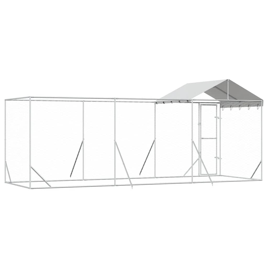 Cuccia Cani da Esterno Tetto Argento 6x2x2,5 m Acciaio Zincato | homemem39