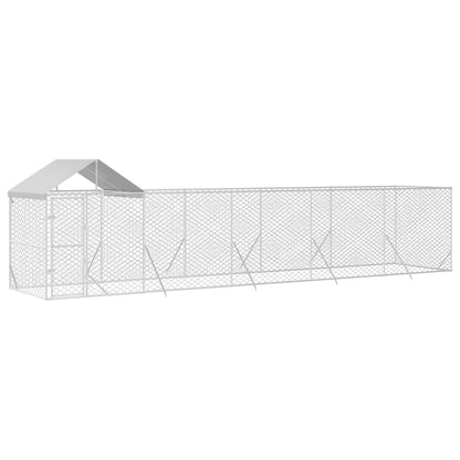 Cuccia Cani da Esterno Tetto Argento 10x2x2,5 m Acciaio Zincato