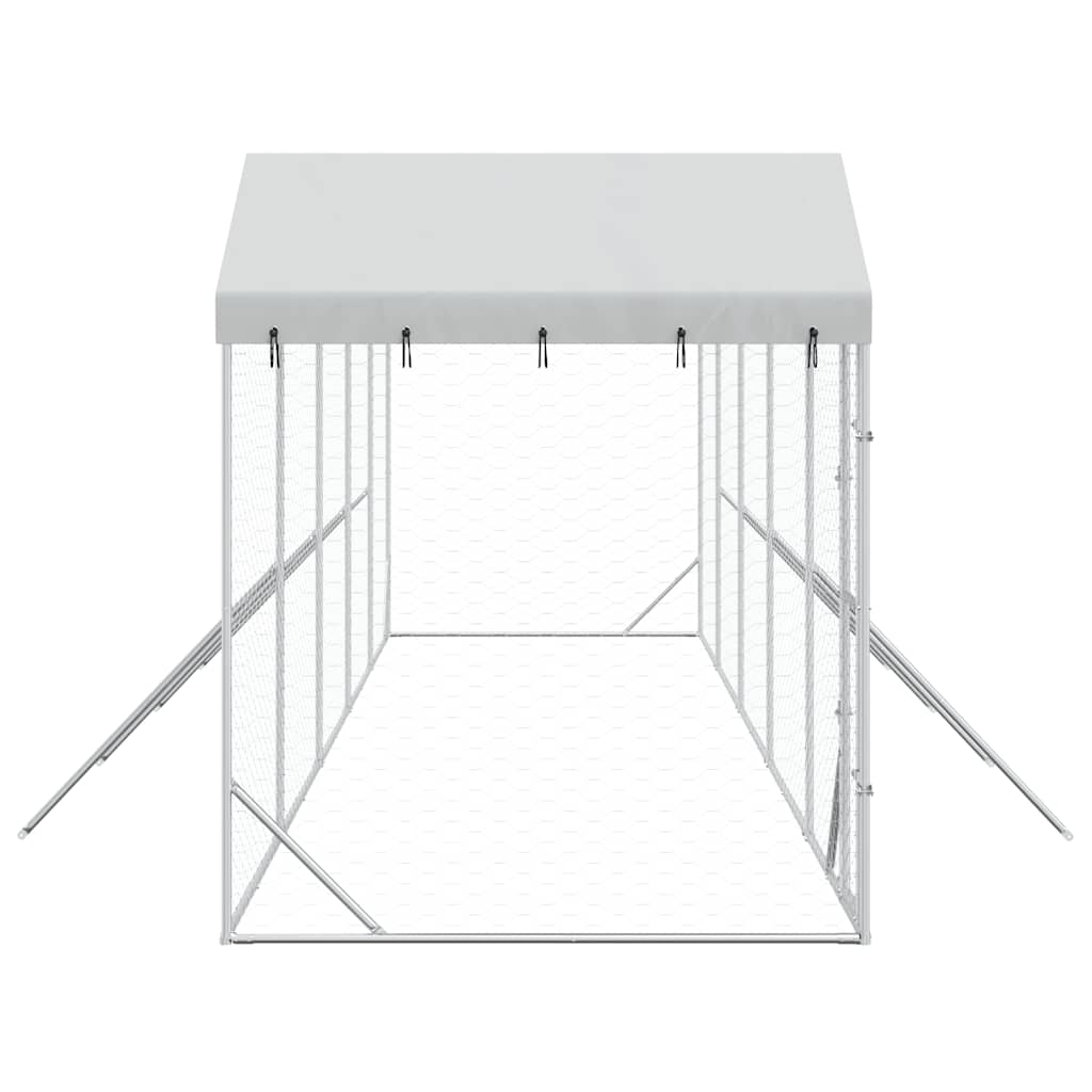Cuccia Cani da Esterno Tetto Argento 10x2x2,5 m Acciaio Zincato | homemem39