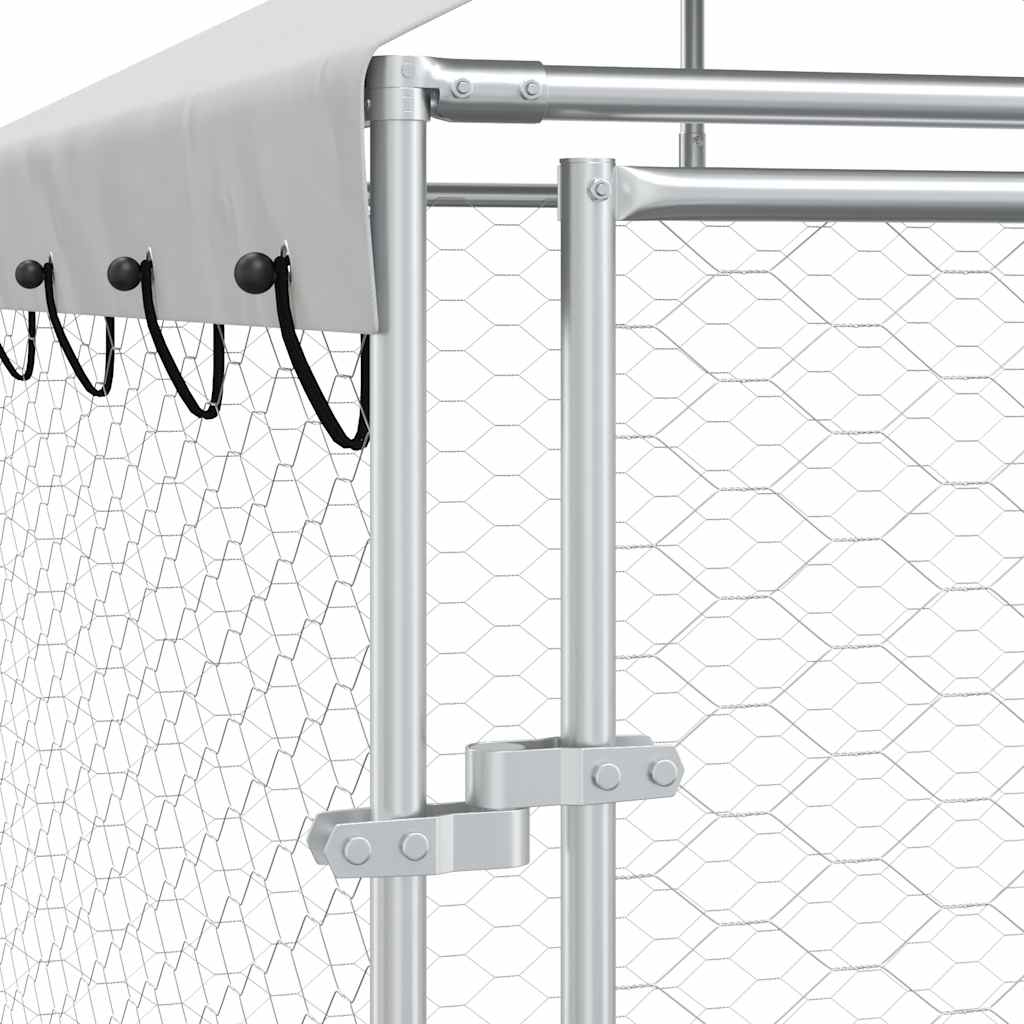 Cuccia Cani da Esterno Tetto Argento 10x2x2,5 m Acciaio Zincato | homemem39