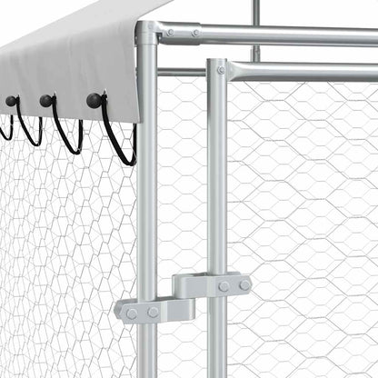 Cuccia Cani da Esterno Tetto Argento 10x2x2,5 m Acciaio Zincato | homemem39