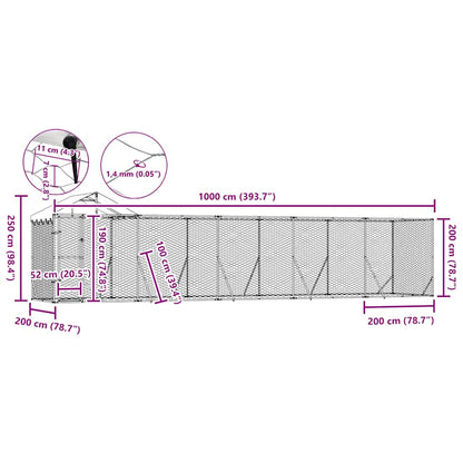 Cuccia Cani da Esterno Tetto Argento 10x2x2,5 m Acciaio Zincato | homemem39