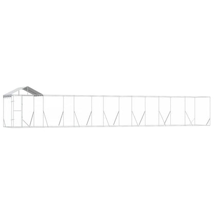 Cuccia Cani da Esterno Tetto Argento 14x2x2,5 m Acciaio Zincato | homemem39