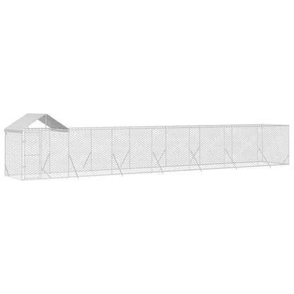 Cuccia Cani da Esterno Tetto Argento 14x2x2,5 m Acciaio Zincato | homemem39