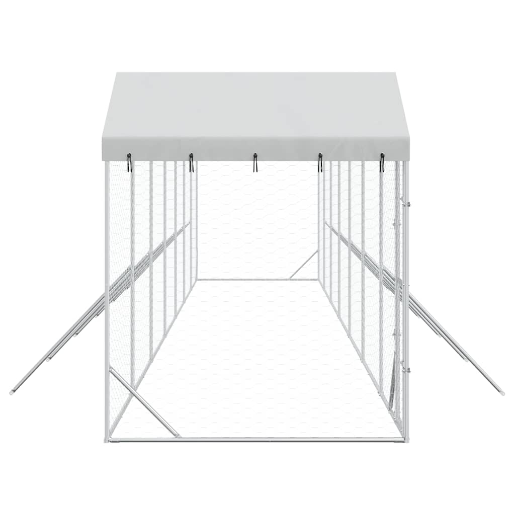 Cuccia Cani da Esterno Tetto Argento 14x2x2,5 m Acciaio Zincato | homemem39