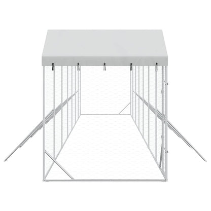Cuccia Cani da Esterno Tetto Argento 14x2x2,5 m Acciaio Zincato | homemem39