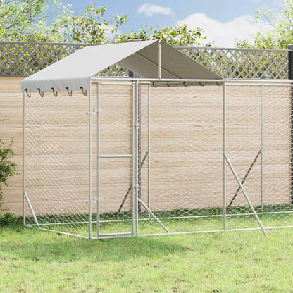 Cuccia Cani da Esterno Tetto Argento 14x2x2,5 m Acciaio Zincato