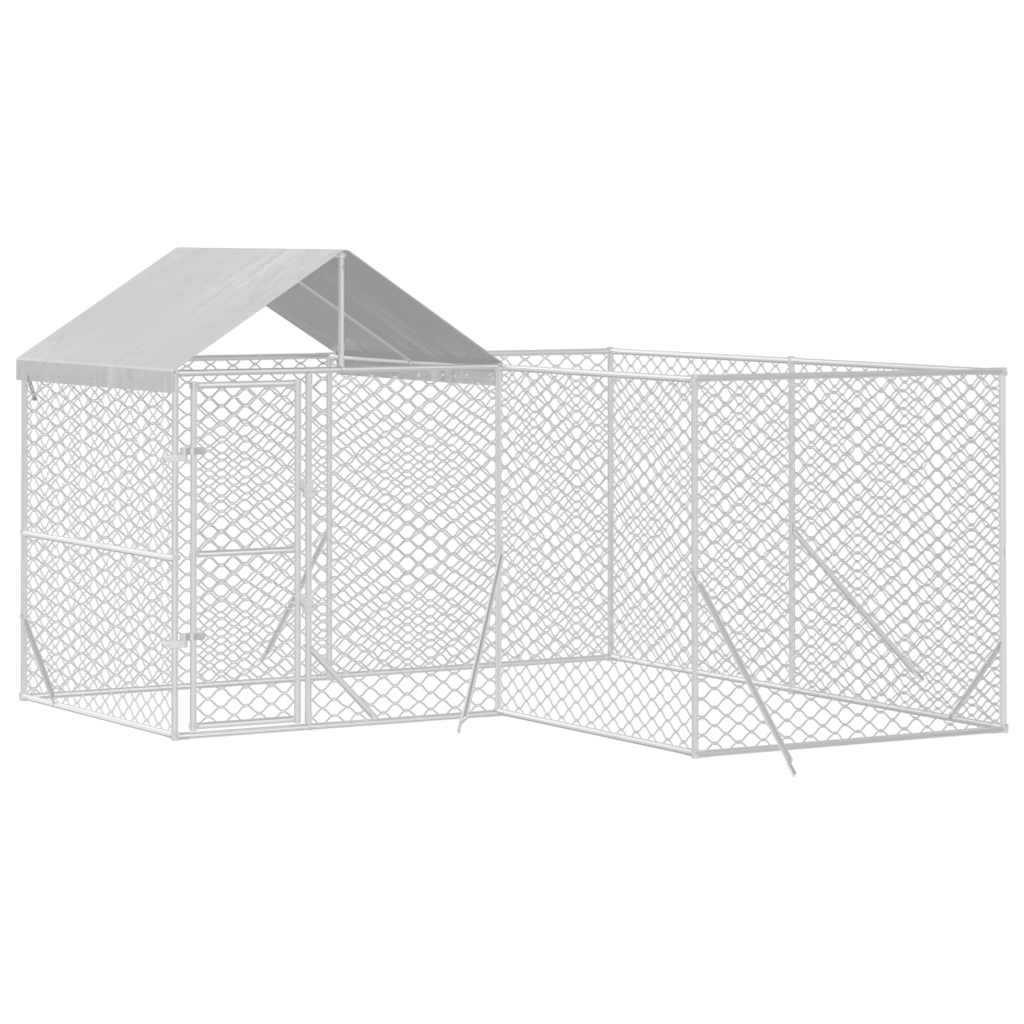 Cuccia Cani da Esterno Tetto Argento 4x4x2,5 m Acciaio Zincato | homemem39