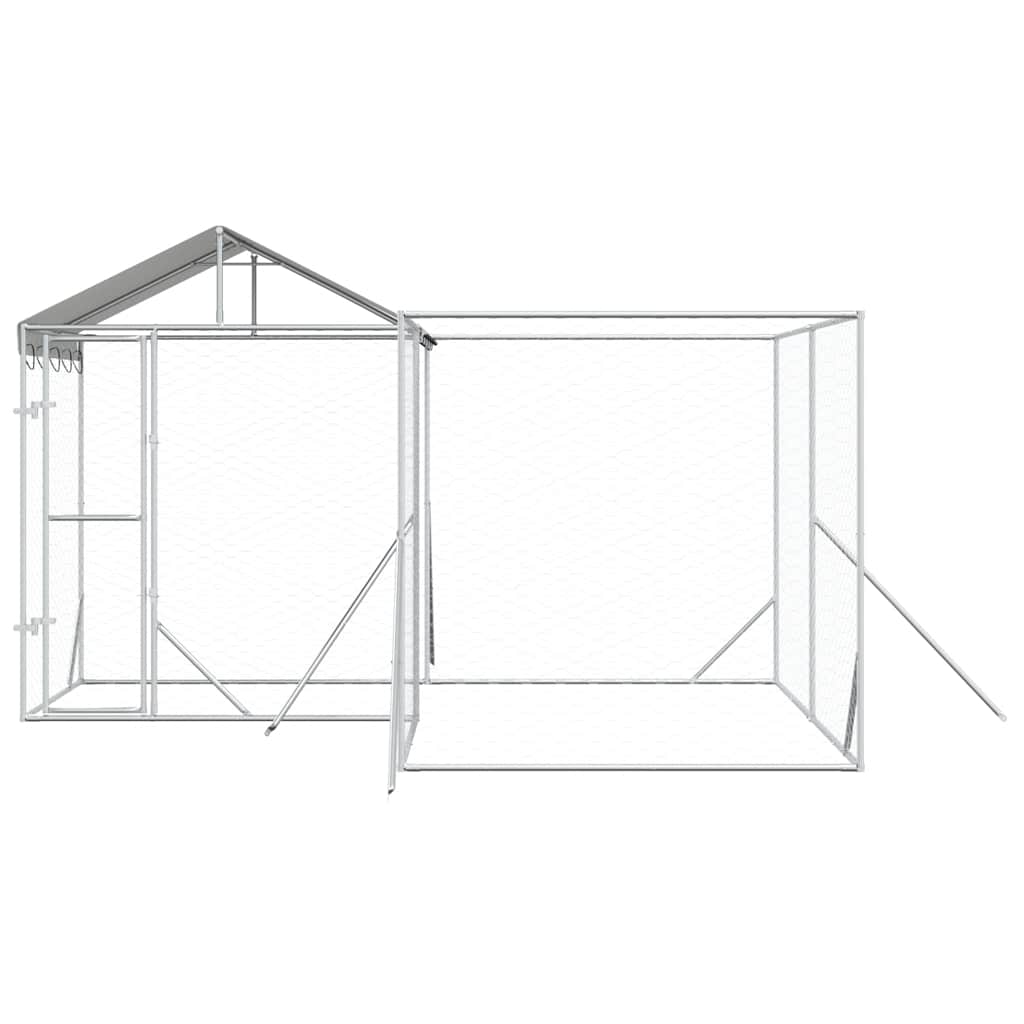 Cuccia Cani da Esterno Tetto Argento 4x4x2,5 m Acciaio Zincato | homemem39