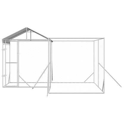 Cuccia Cani da Esterno Tetto Argento 4x4x2,5 m Acciaio Zincato | homemem39