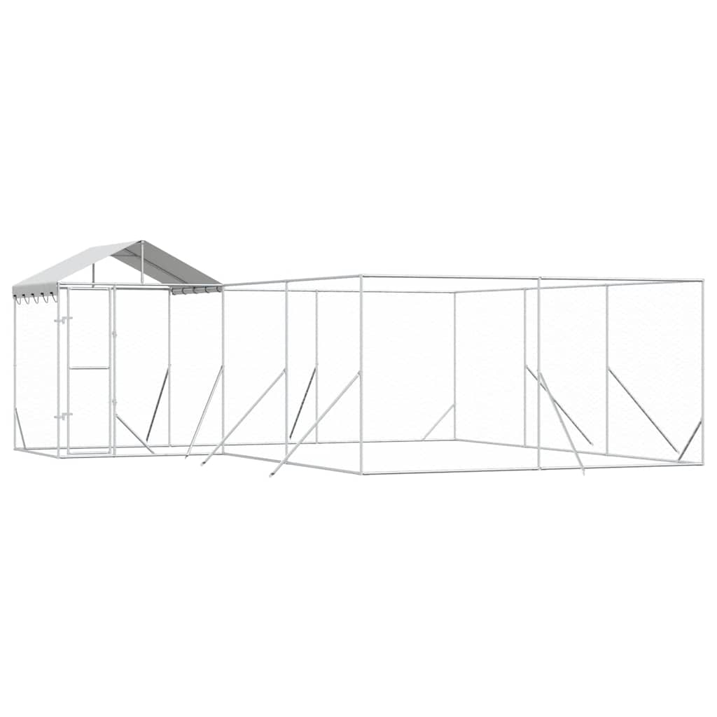 Cuccia Cani da Esterno Tetto Argento 6x6x2,5 m Acciaio Zincato | homemem39