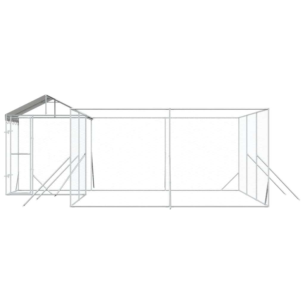 Cuccia Cani da Esterno Tetto Argento 6x6x2,5 m Acciaio Zincato | homemem39