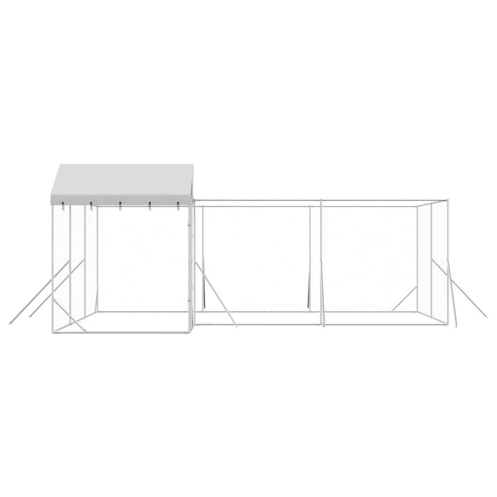 Cuccia Cani da Esterno Tetto Argento 6x6x2,5 m Acciaio Zincato | homemem39
