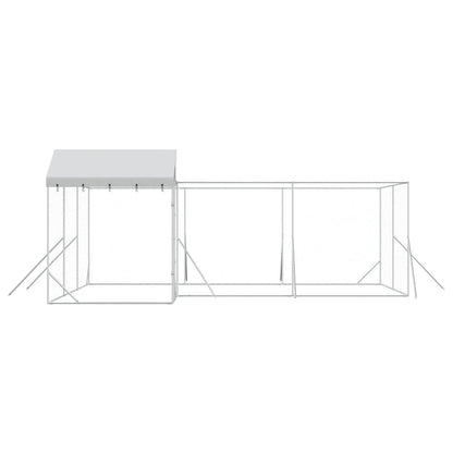 Cuccia Cani da Esterno Tetto Argento 6x6x2,5 m Acciaio Zincato | homemem39