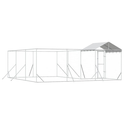 Cuccia Cani da Esterno Tetto Argento 6x6x2,5 m Acciaio Zincato | homemem39