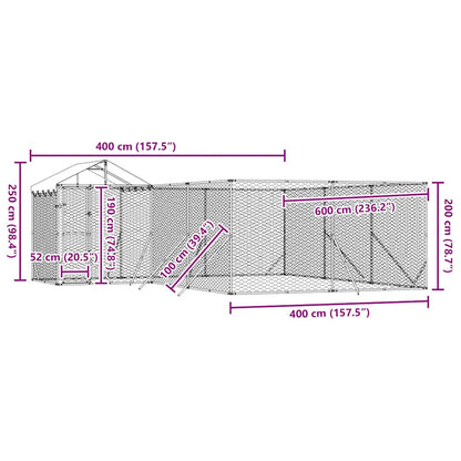 Cuccia Cani da Esterno Tetto Argento 6x6x2,5 m Acciaio Zincato | homemem39