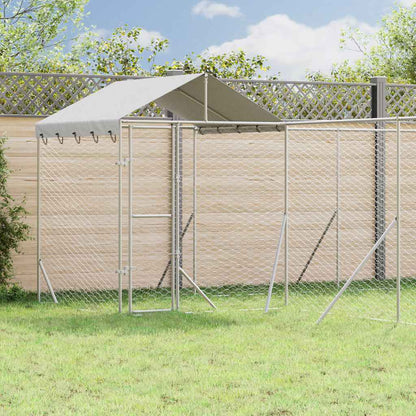 Cuccia Cani da Esterno Tetto Argento 6x6x2,5 m Acciaio Zincato | homemem39
