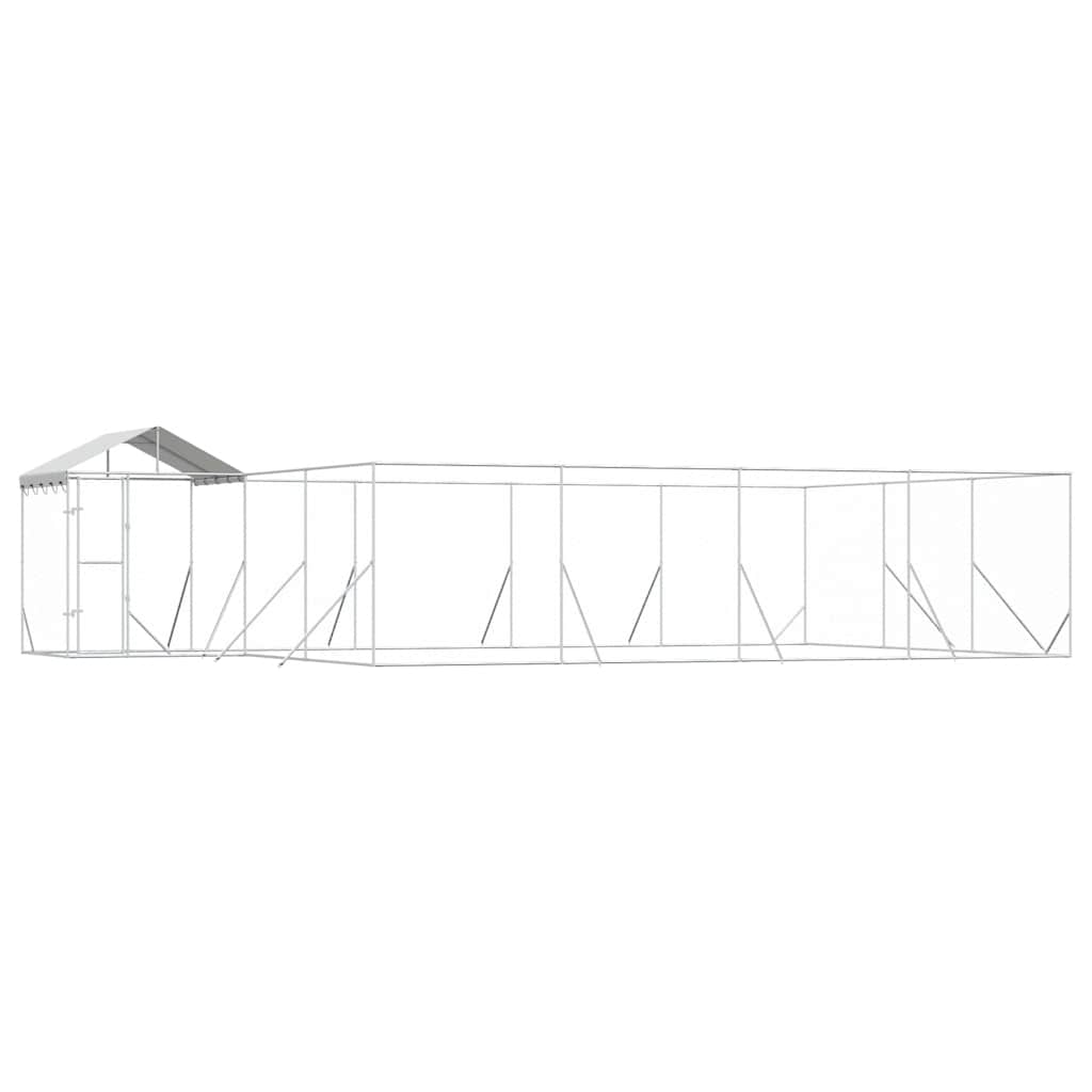 Cuccia Cani da Esterno Tetto Argento 10x6x2,5 m Acciaio Zincato | homemem39